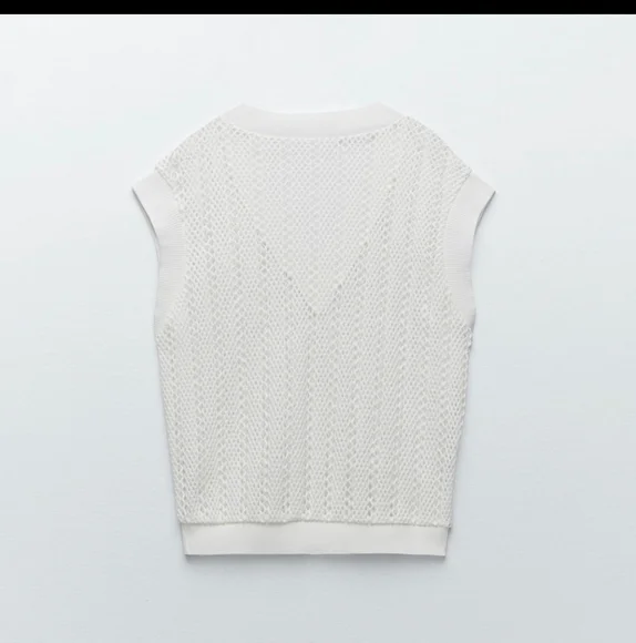 Zara White Crochet Vest size Medium - Picture 3 of 10